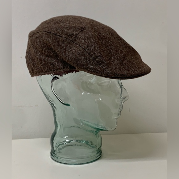 Men's Large Fitted Goorin Bros Brown Heather Flat Cap Hat - Picture 9 of 16